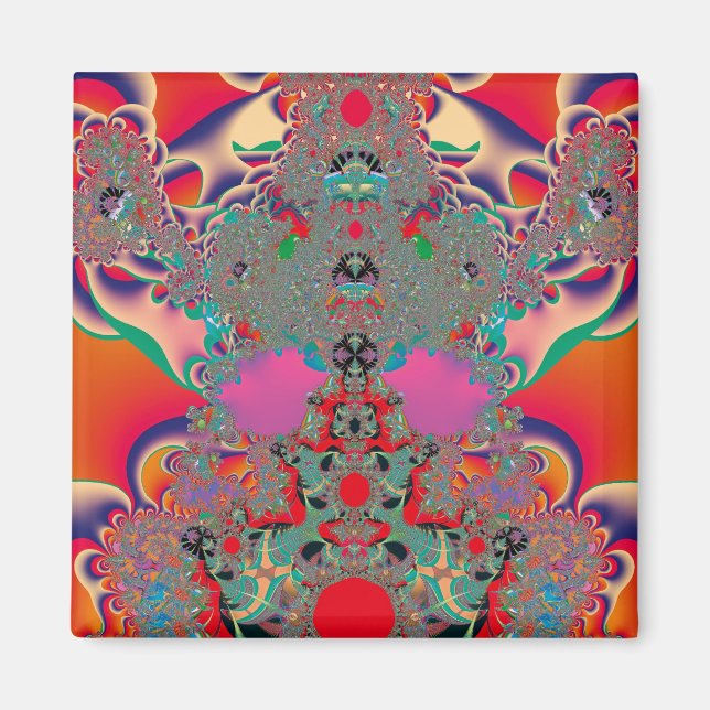 Red Meditation Fractal Abstract Art Magnet (Front)