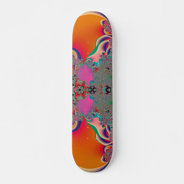 Red Meditation Fractal Abstract Art Skateboard (Front)