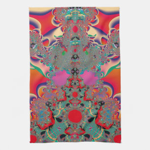 Red Meditation Fractal Abstract Art Tea Towel
