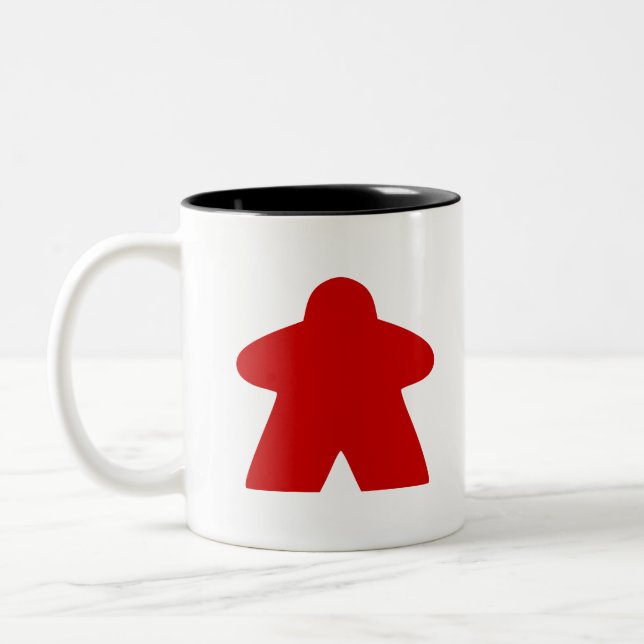 Red Meeple Board Game Piece Two-Tone Coffee Mug (Left)
