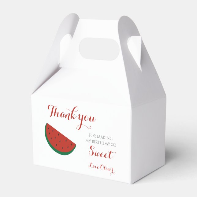 Red Melon Watermelon Summer Birthday Party Favour Box (Front Side)