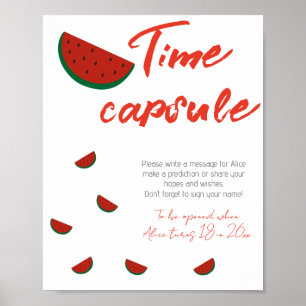 Red Melon Watermelon Summer Birthday Time Capsule Poster