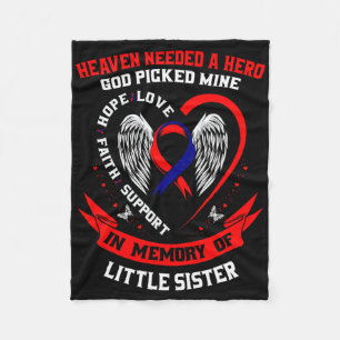 Red Memorial Gifts Little Sister Heart Disease Awa Fleece Blanket