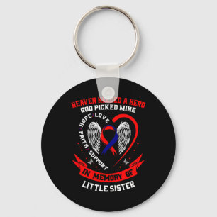 Red Memorial Gifts Little Sister Heart Disease Awa Key Ring