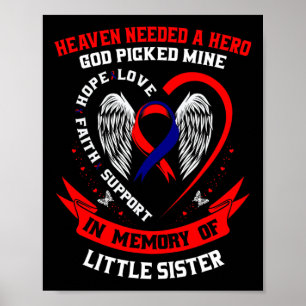 Red Memorial Gifts Little Sister Heart Disease Awa Poster