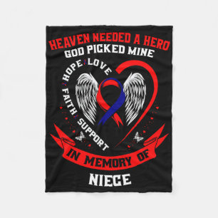 Red Memorial Gifts Loss Of Niece Heart Disease Awa Fleece Blanket