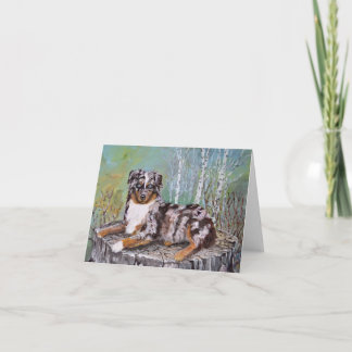 Red Merle Aussie - Beautiful Flower Card
