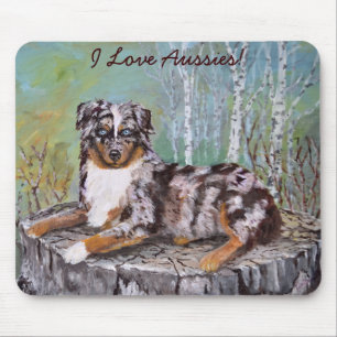 Red Merle Aussie - Beautiful Flower Mouse Mat