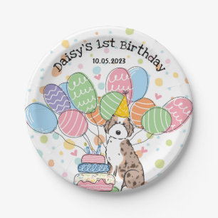 Red Merle Aussiedoodle Birthday Party Paper Plates