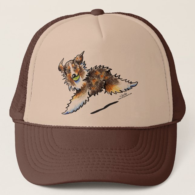 Red Merle Australian Shepherd Lets Play Trucker Hat (Front)