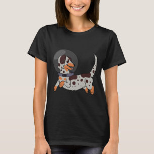 Red Merle Long Haired Dachshund In Space T-Shirt