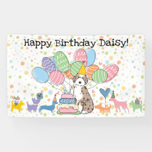 Red Merle Tan Aussiedoodle Dog Birthday Party Banner