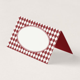 Red Merlot Harlequin Chequered Folded Place Cards