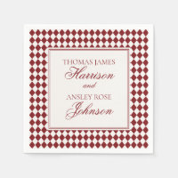 Red Merlot Harlequin Chequered Wedding