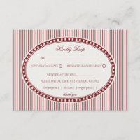 Red Merlot Striped Harlequin Pattern Wedding RSVP