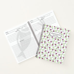Red Merlot Wine Glass Pattern Recipe Book