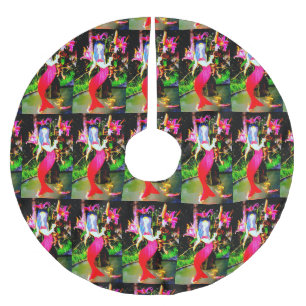 red mermaid beauties partying brushed polyester tree skirt