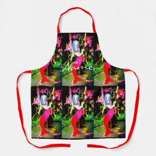 Red mermaid beauty partying Thunder_Cove Apron