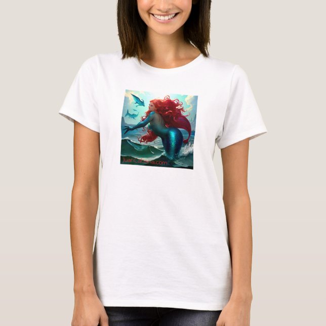 'Red Mermaid' by Juan Cabana 2024 NEW T-Shirt (Front)