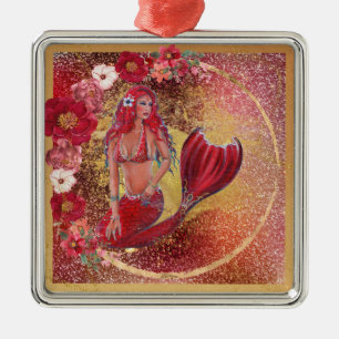 Red Mermaid Christmas ornament
