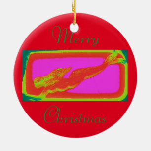 red mermaid customised ceramic tree decoration