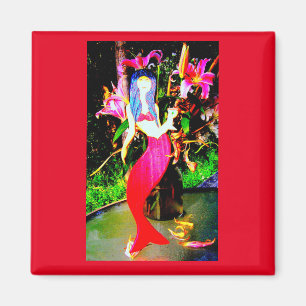 red mermaid partying magnet