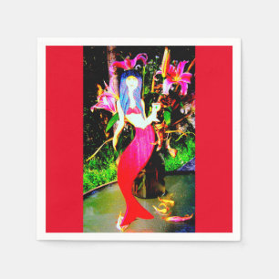 red mermaid partying napkin