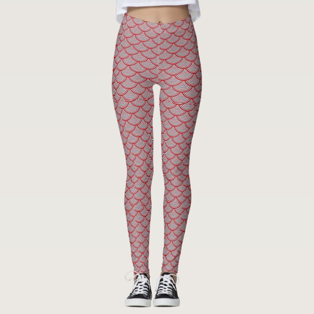 red mermaid scales leggings (Front)