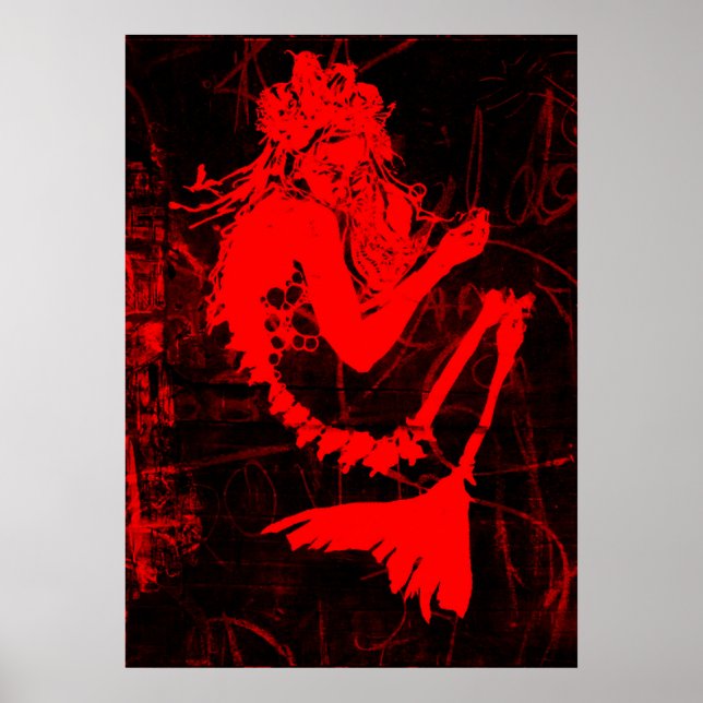 Red Mermaid Skeleton Poster (Front)