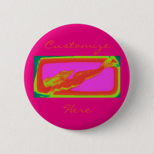 red mermaid swimming 6 cm round badge