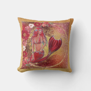 Red mermaid "Vivian" underwater tropical fish Cushion