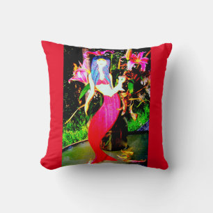 red mermaids partying cushion