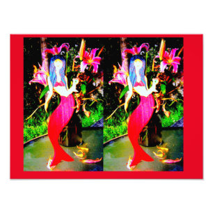 red mermaids partying photo print