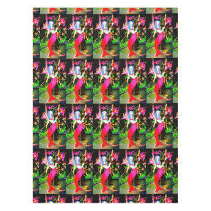 red mermaids partying tablecloth