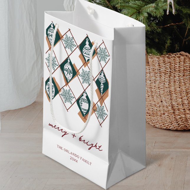 Red Merry and Bright Scandinavian Christmas Small Gift Bag (Creator Uploaded)