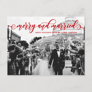 Red Merry and Married Calligraphy Wedding Holiday