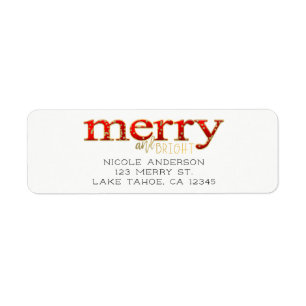 Red Merry & Bright White Gold Holiday Christmas