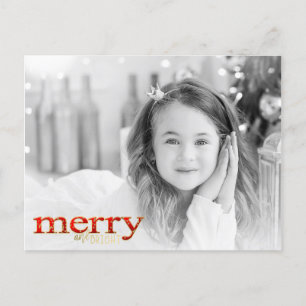 Red Merry & Bright White Gold Holiday Photo