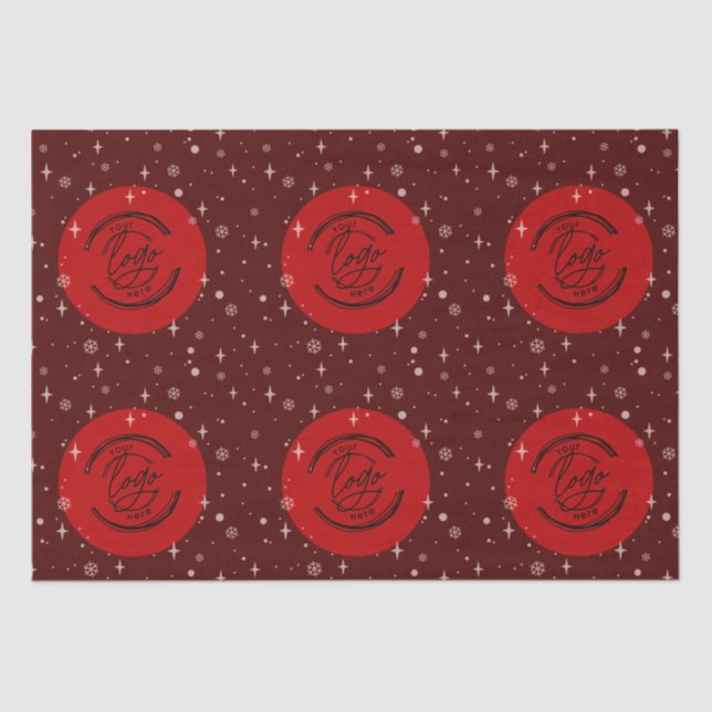 Red Merry Christmas Business Logo Snowflake Tissue Paper (Front)