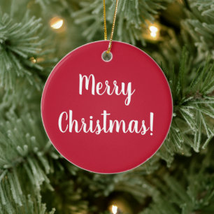 Red Merry Christmas Christmas 2022 Typography Ceramic Tree Decoration
