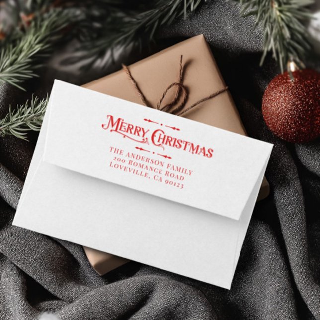 Red Merry Christmas Classic Return Address Self-inking Stamp (Red Merry Christmas Classic Return Address Self-inking Stamp)