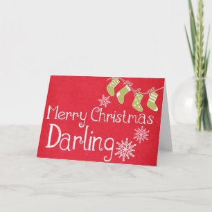 Red Merry Christmas Darling Vintage Card