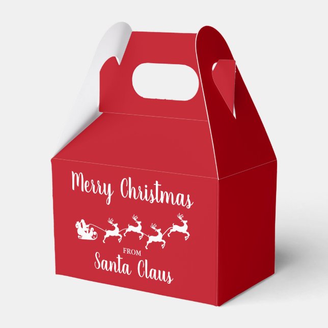 Red Merry Christmas From Santa Claus Favour Box (Front Side)