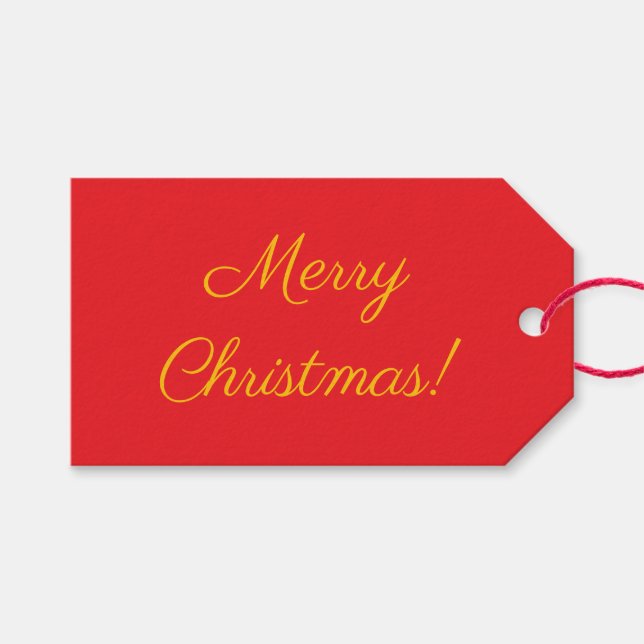 Red Merry Christmas Gift Tag (Front (Horizontal))