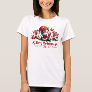 Red Merry Christmas Gnomes  T-Shirt