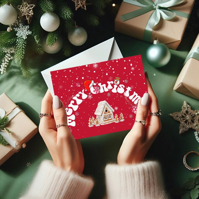 Red Merry Christmas Graffiti Holiday Postcard (Creator Uploaded)