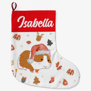 Red Merry Christmas Hamster Santa Holiday kids Large Christmas Stocking