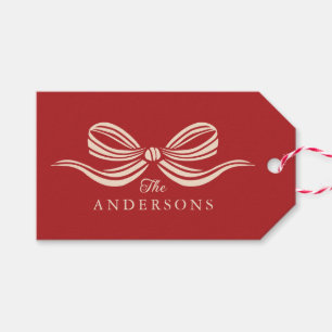 Red Merry Christmas Holiday Bow Gift Tag