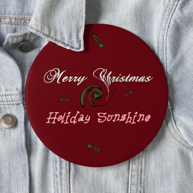 Red Merry Christmas Holiday Sunshine Wishes 6 Cm Round Badge (In Situ)