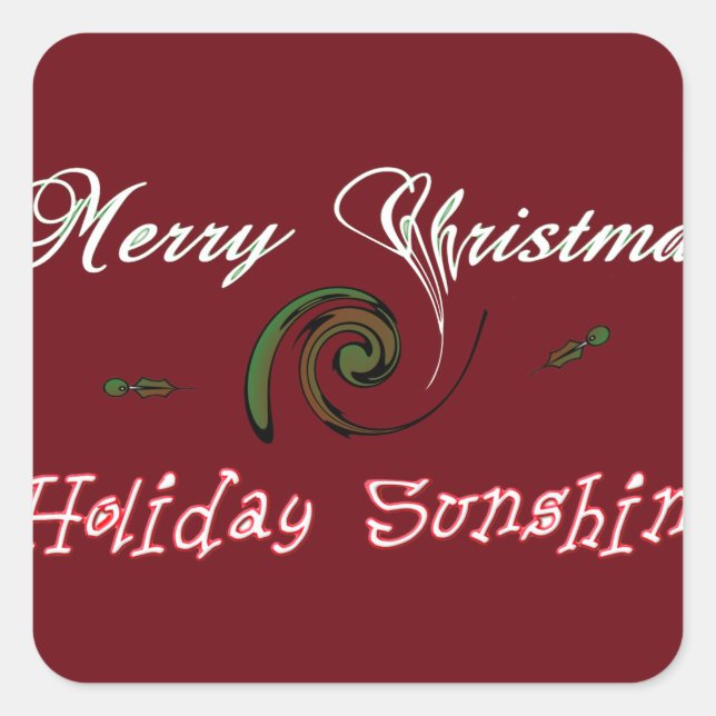 Red Merry Christmas Holiday Sunshine Wishes.png Square Sticker (Front)